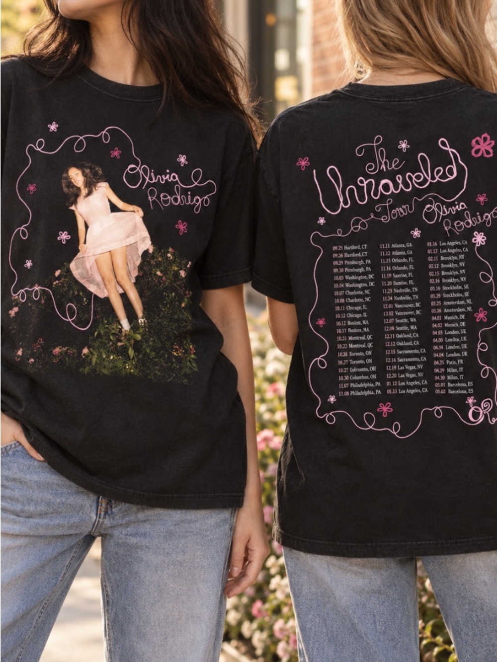 Olivia Rodrigo The Unraveled Tour Shirt 2 Sided Graphic Tee Gildan Black